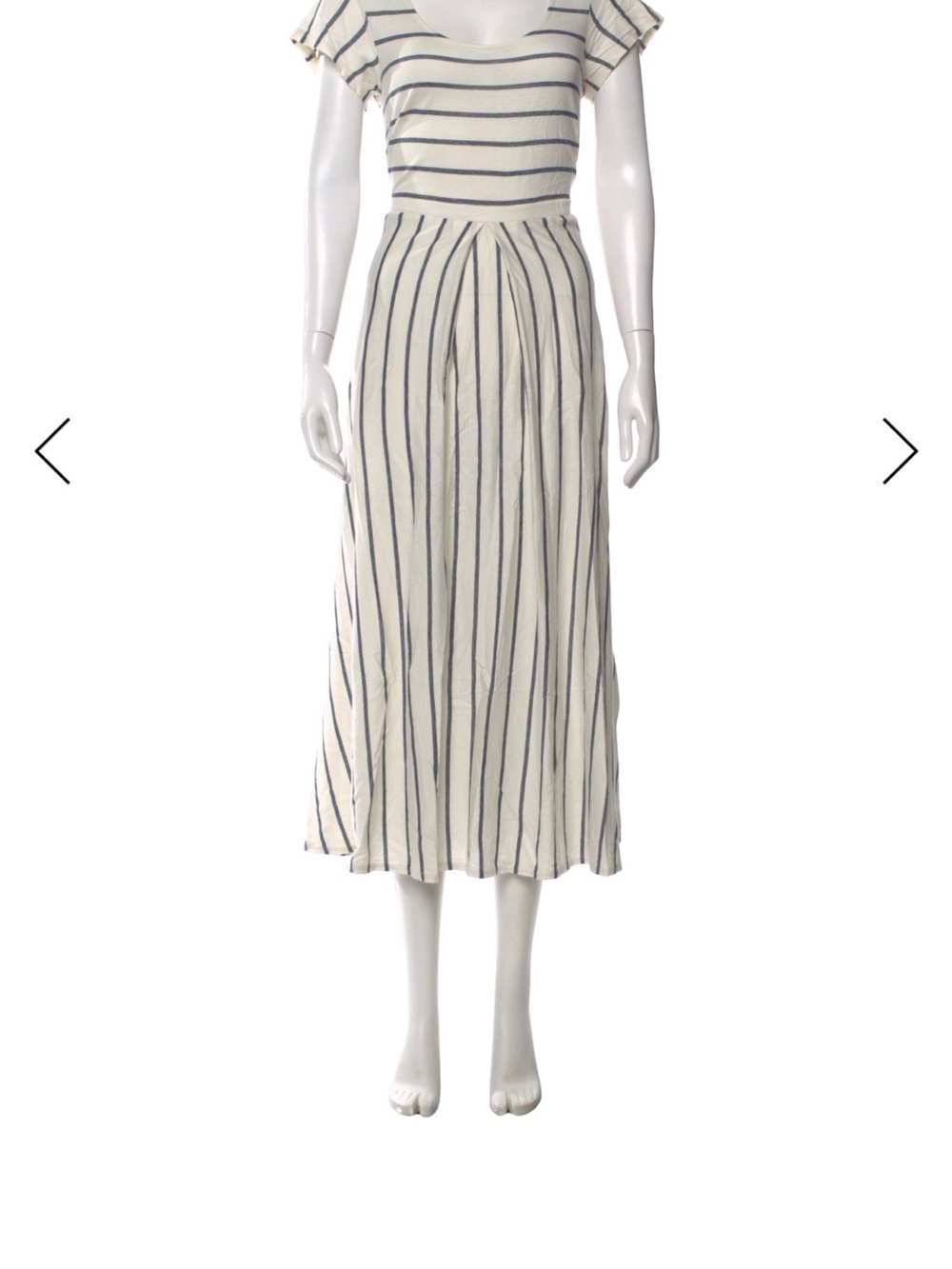 Weekend Max Mara Cream and Navy Stripe Midi Dress
